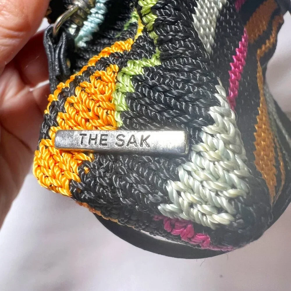 The Sak-Miniture Purse-Black/Fuchsia/Green/Yellow Stripes-Lined Pink-Wrist Purse - Picture 7 of 16